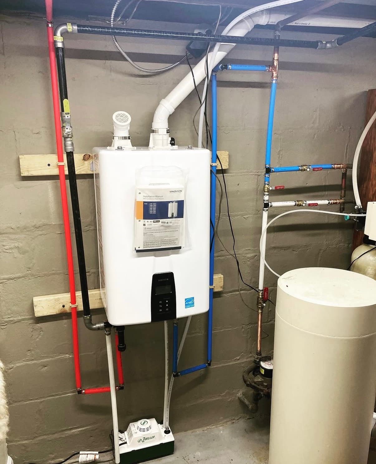 Navien tankless water heater with gas line installation